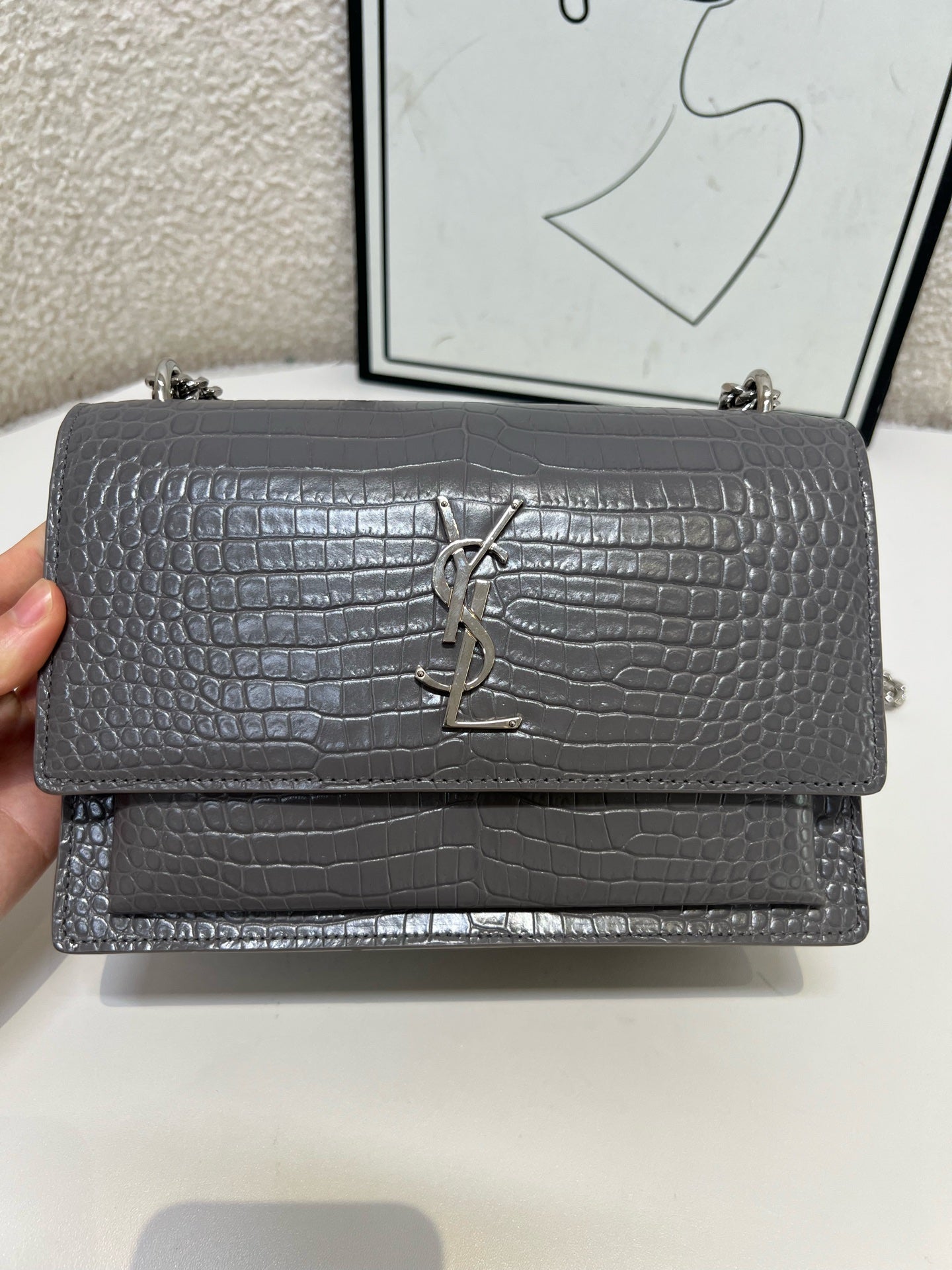 Saint Laurent - Sunset - Leather - Grey - (medium)