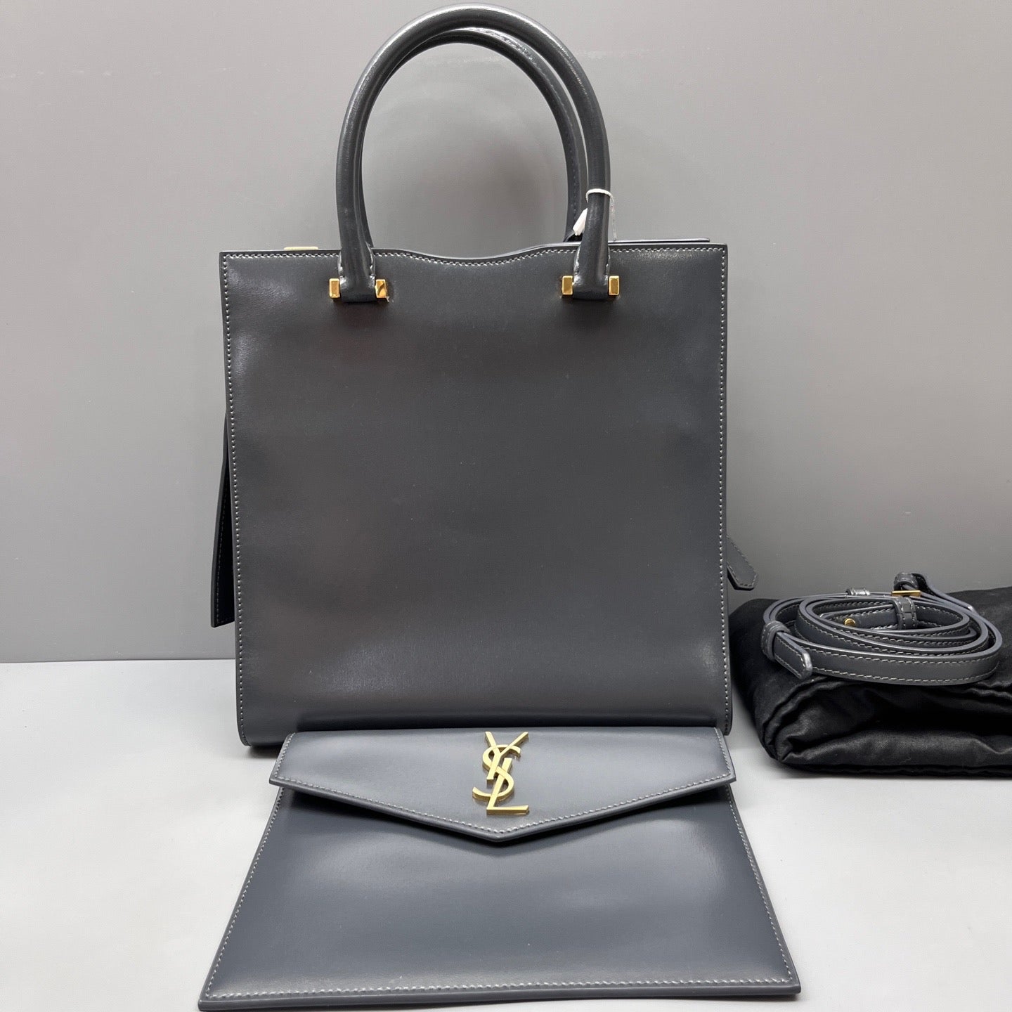 Saint Laurent - Uptown Box - Leather - Grey - (small)