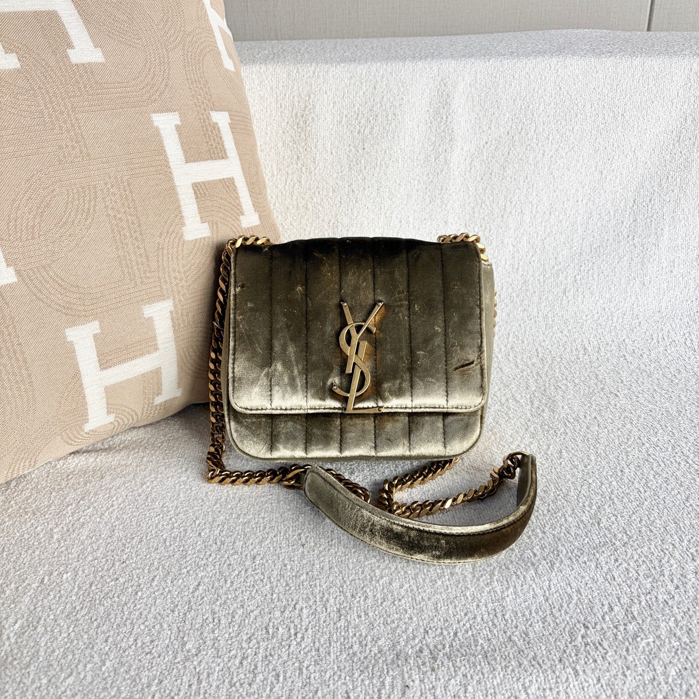 Saint Laurent - Vicky Bag - Velvet - Gold - (mini)