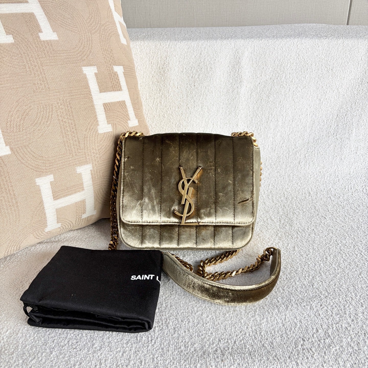 Saint Laurent - Vicky Bag - Velvet - Gold - (mini)