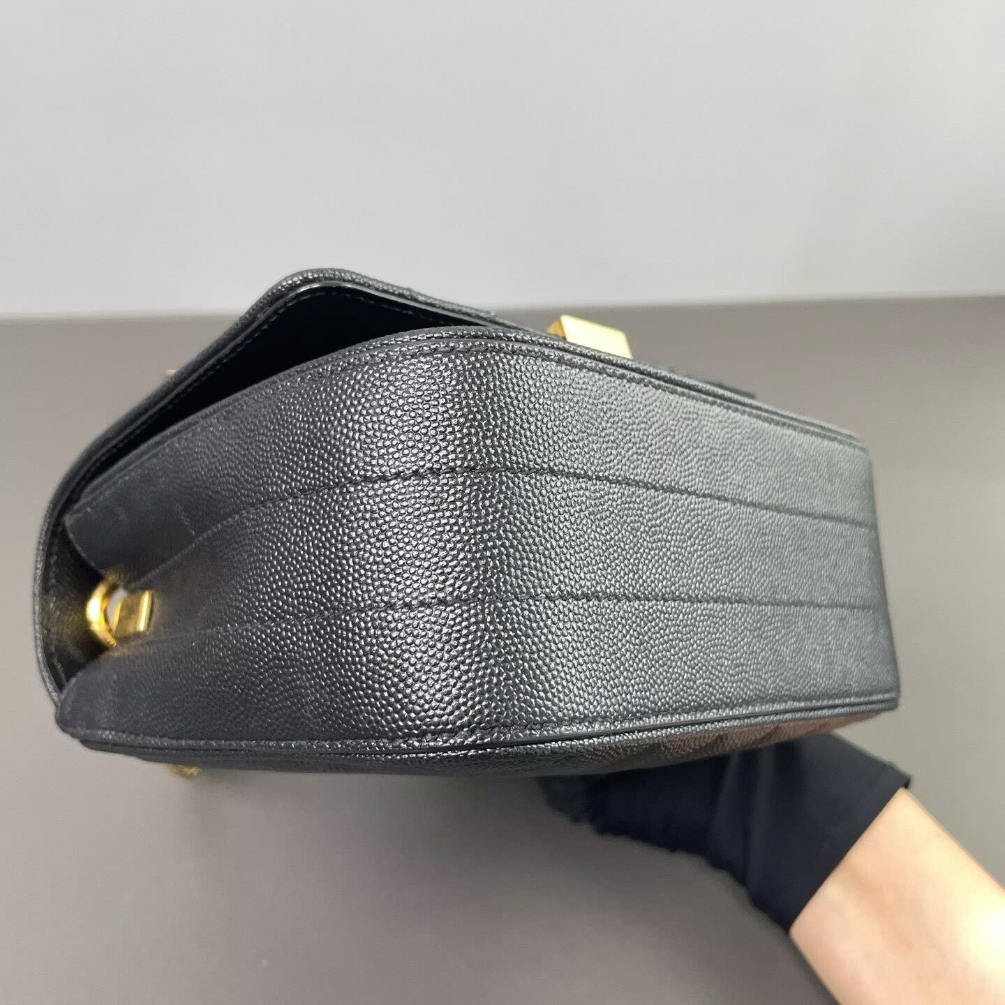 Saint Laurent - Vicky Chain Bag - Grained calfskin leather - Black with Gold-Tone Hardware - (mini)