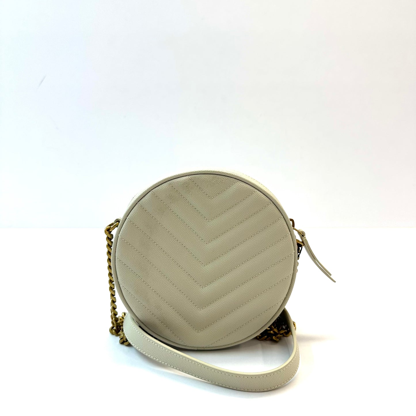 Saint Laurent - Vinyle Round Camera Bag - Leather - White - (mini)