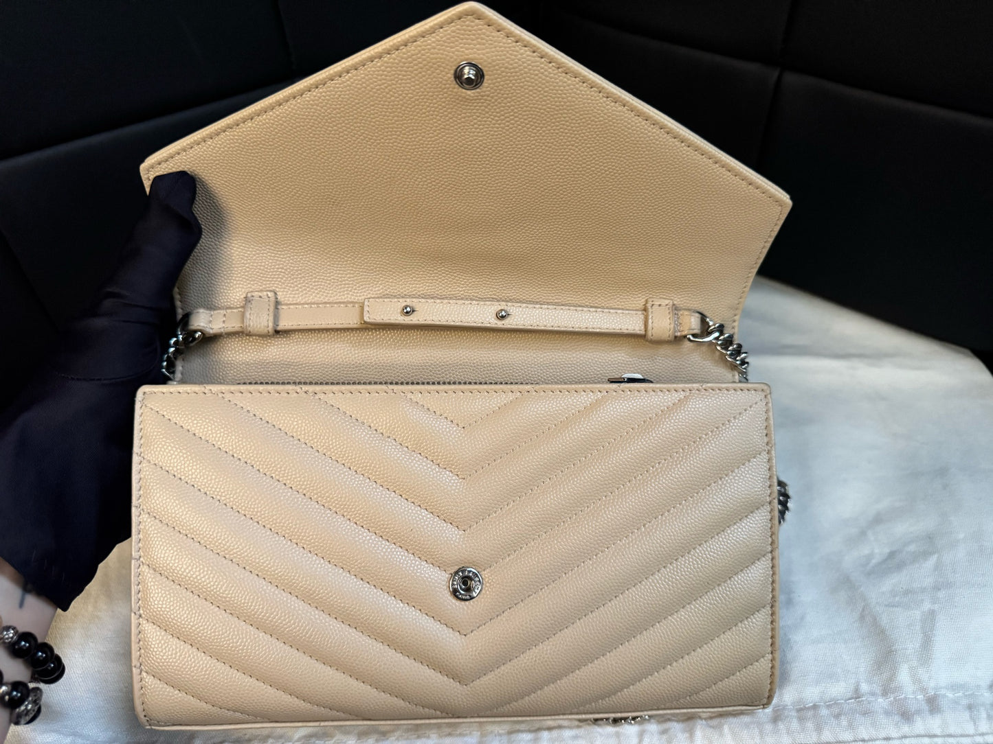 Saint Laurent - WOC envelope bag - Leather - Beige - (Small)
