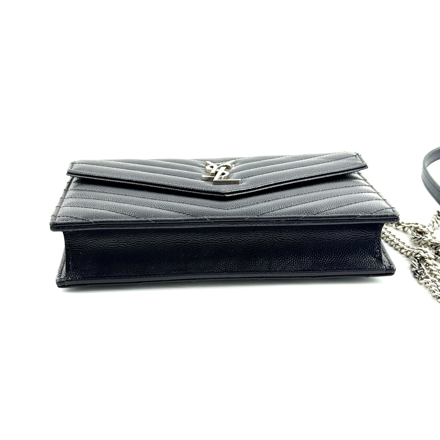 Saint Laurent - WOC Envelope Chain Bag - Grained cowhide leather - Navy - (mini)
