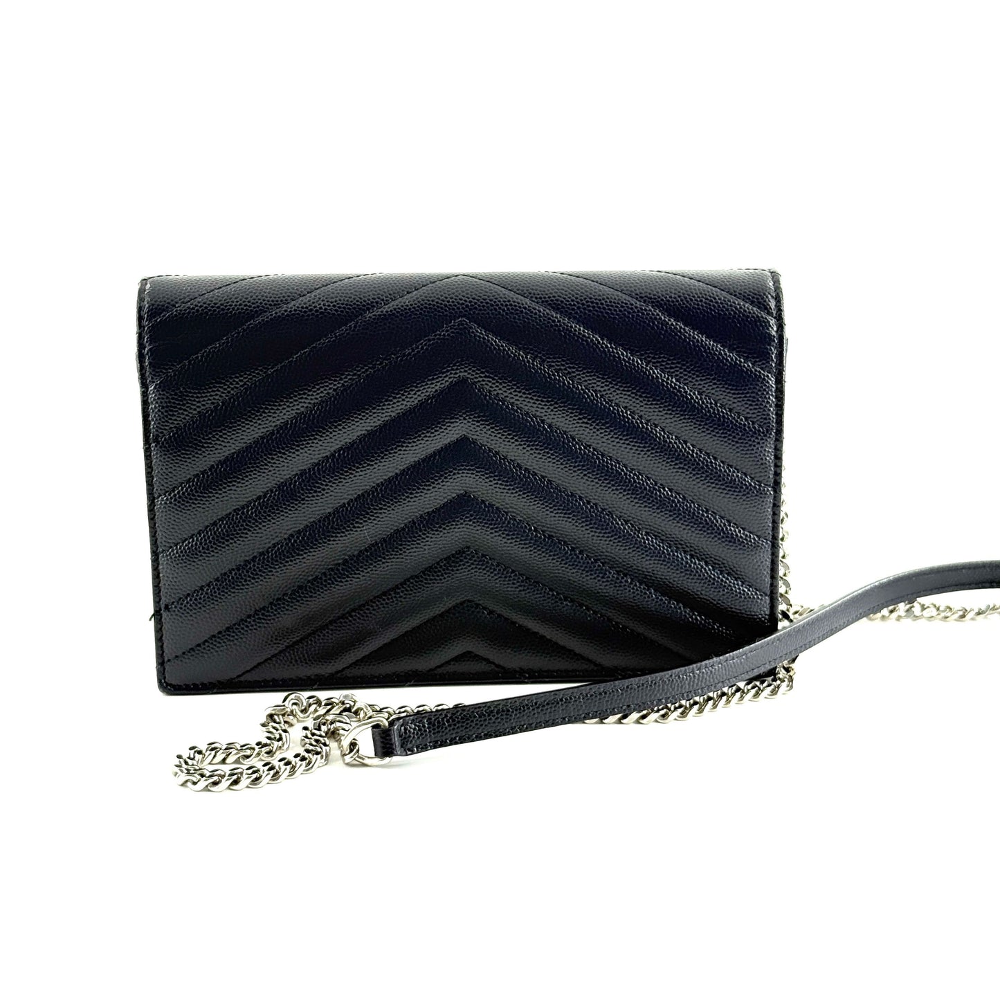 Saint Laurent - WOC Envelope Chain Bag - Grained cowhide leather - Navy - (mini)