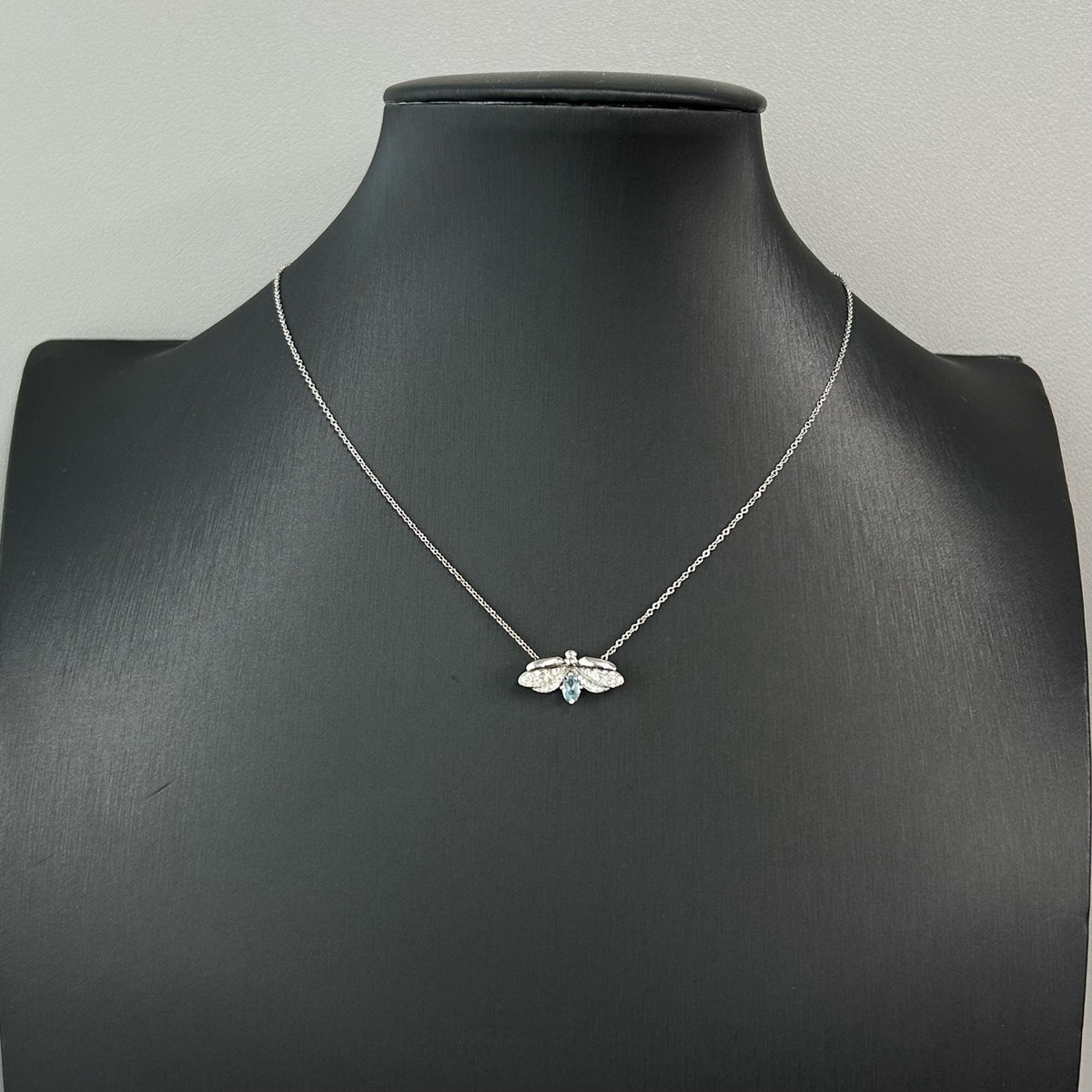 Tiffany & Co. - Paper Flowers Firefly Necklace - Pt950 platinum with diamonds and 0.13 ct aquamarine; the aquamarine has natural inclusions. - Multicolour