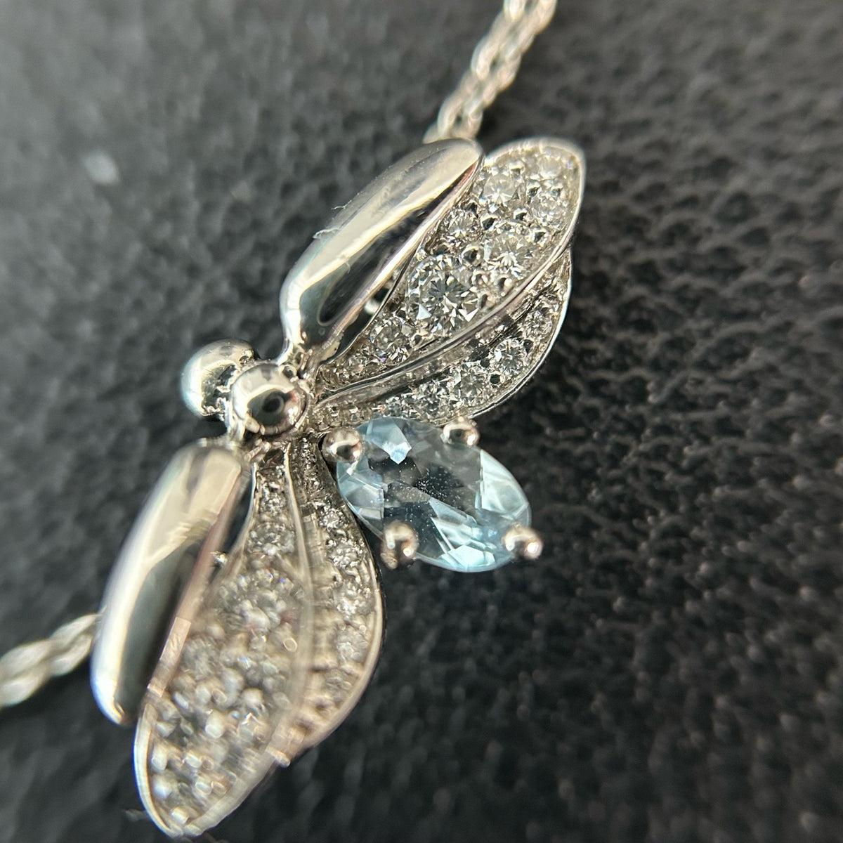Tiffany & Co. - Paper Flowers Firefly Necklace - Pt950 platinum with diamonds and 0.13 ct aquamarine; the aquamarine has natural inclusions. - Multicolour