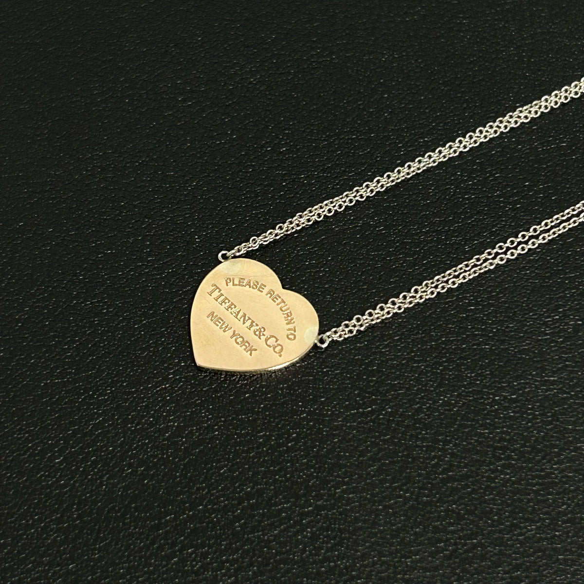 Tiffany & Co. - Return to Tiffany Double Chain Heart Necklace - 925 sterling silver - Silver
