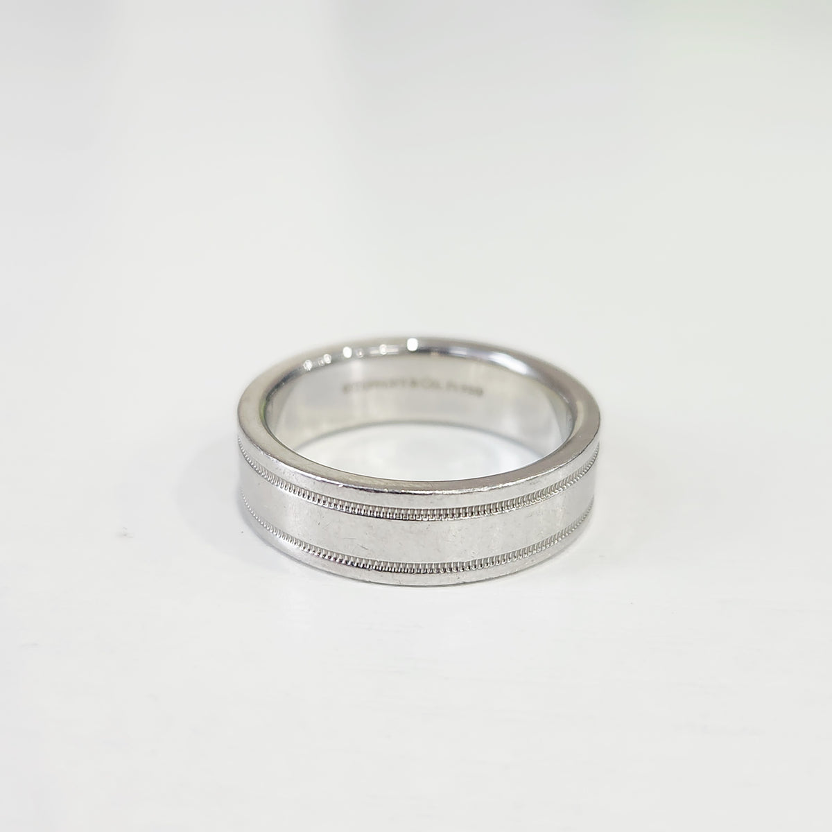 Tiffany & Co. - Tiffany Essential Band Double Row Beaded Edge - 950 platinum - Silver - (58)