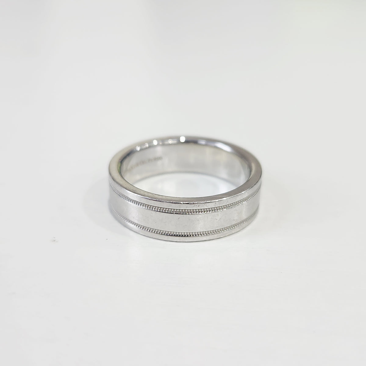 Tiffany & Co. - Tiffany Essential Band Double Row Beaded Edge - 950 platinum - Silver - (58)