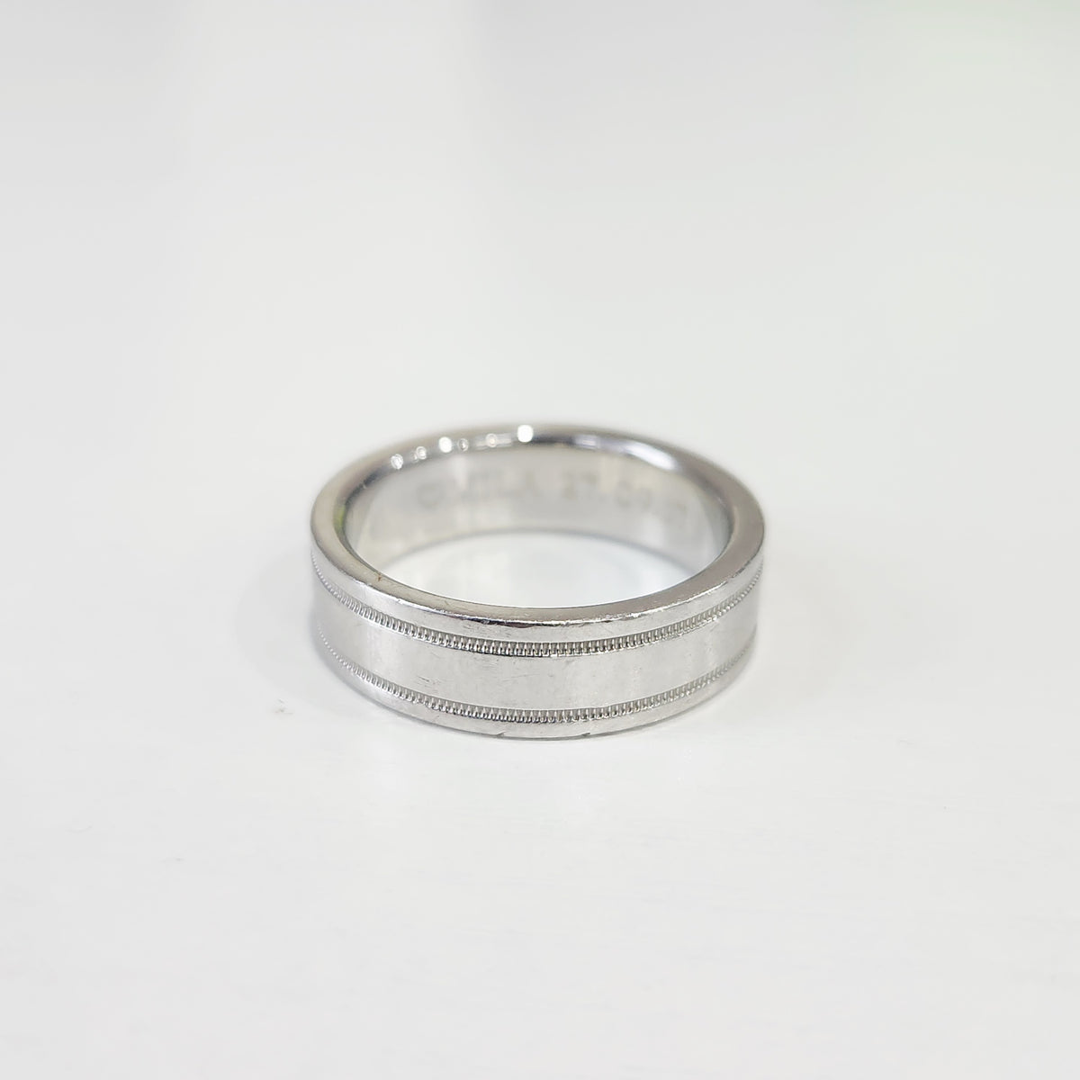 Tiffany & Co. - Tiffany Essential Band Double Row Beaded Edge - 950 platinum - Silver - (58)