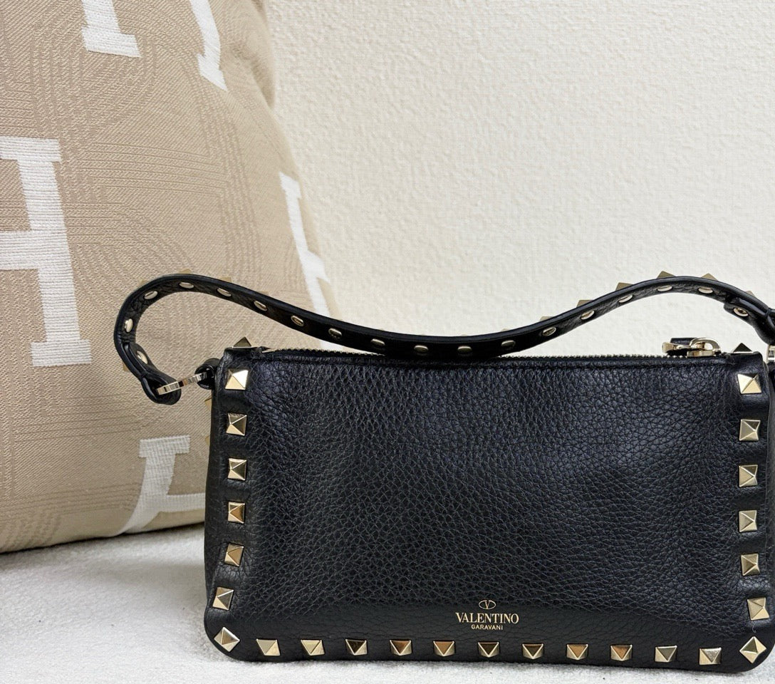 Valentino - Rockstud Shoulder Bag - Leather - Black - (mini)