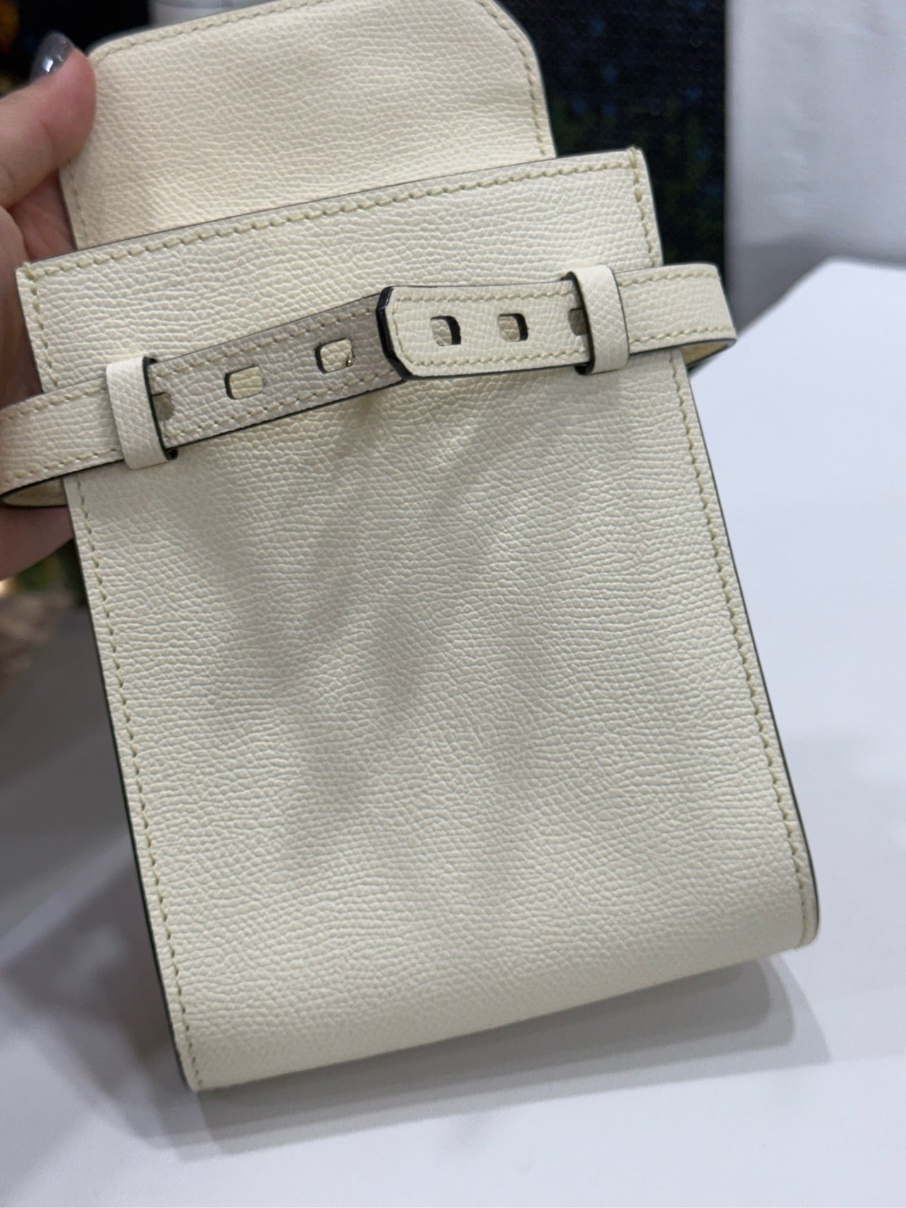 Valextra - B-Tracollina - Grained leather - White - (mini)