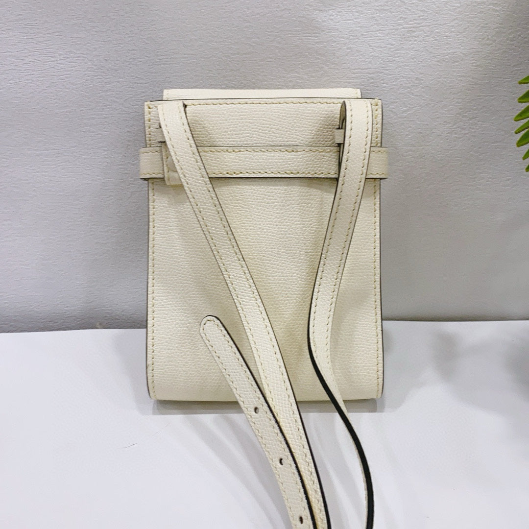 Valextra - B-Tracollina - Grained leather - White - (mini)