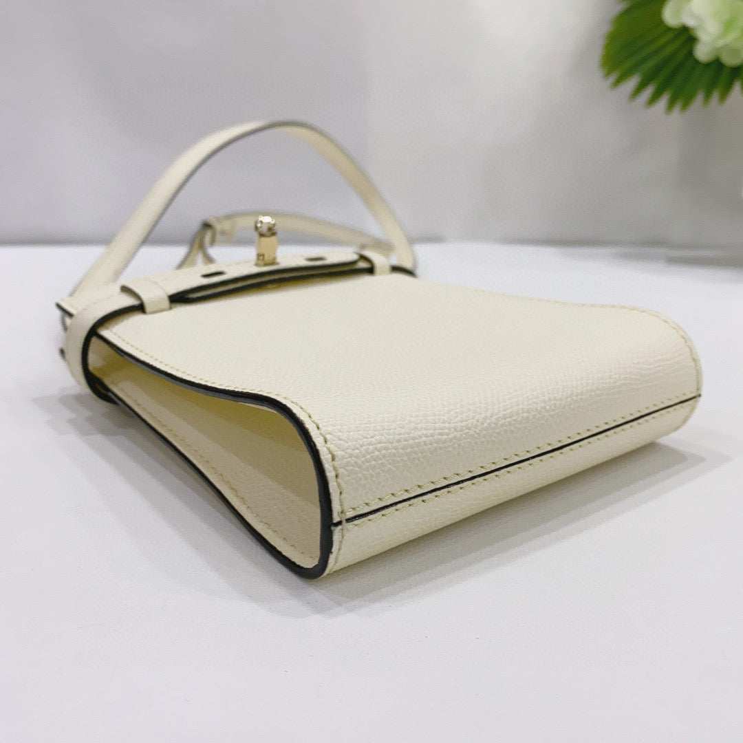 Valextra - B-Tracollina - Grained leather - White - (mini)