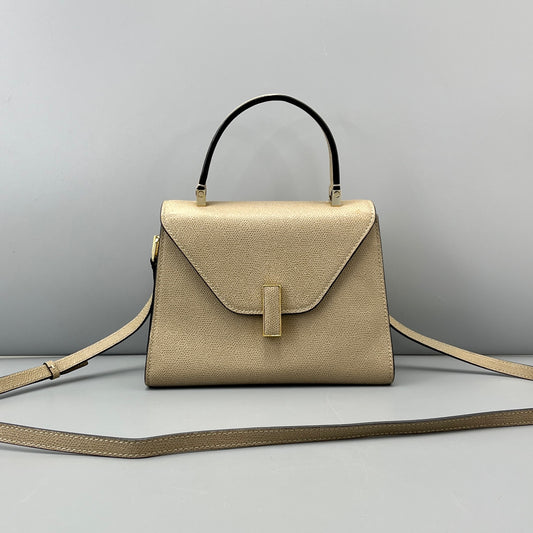 Valextra - Iside - Grained leather - Beige with Gold-Tone Hardware - (medium)