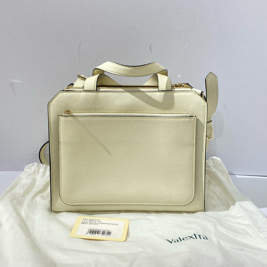 Valextra - Minimal Tote - Grained leather - Cream with Black Edging and Gold-Tone Hardware - (medium)