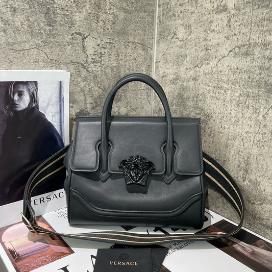 Versace - Medusa Satchel Bag - Leather - Black - (Medium)