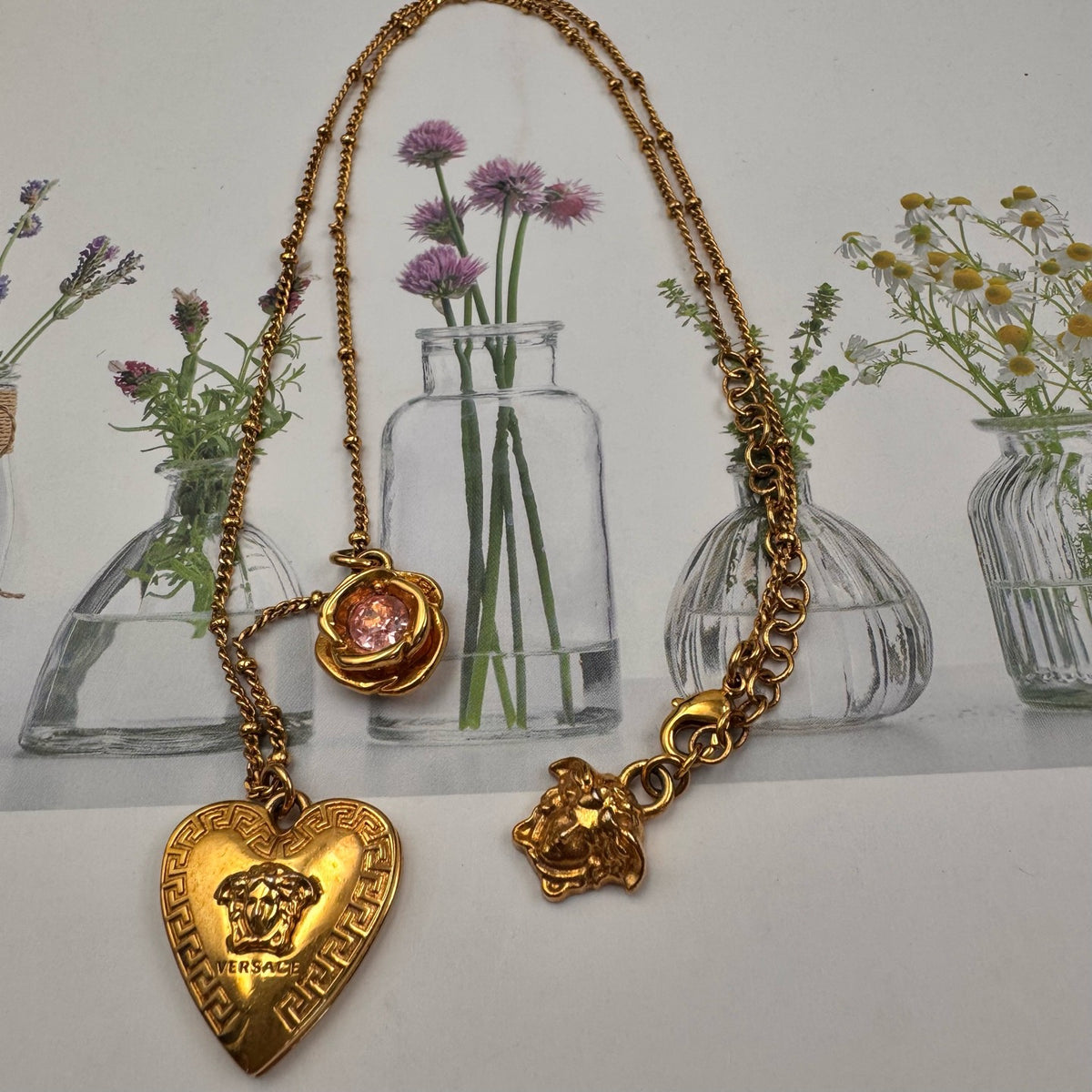 Versace - Other - Gold-tone metal with pink crystal embellishment - Gold