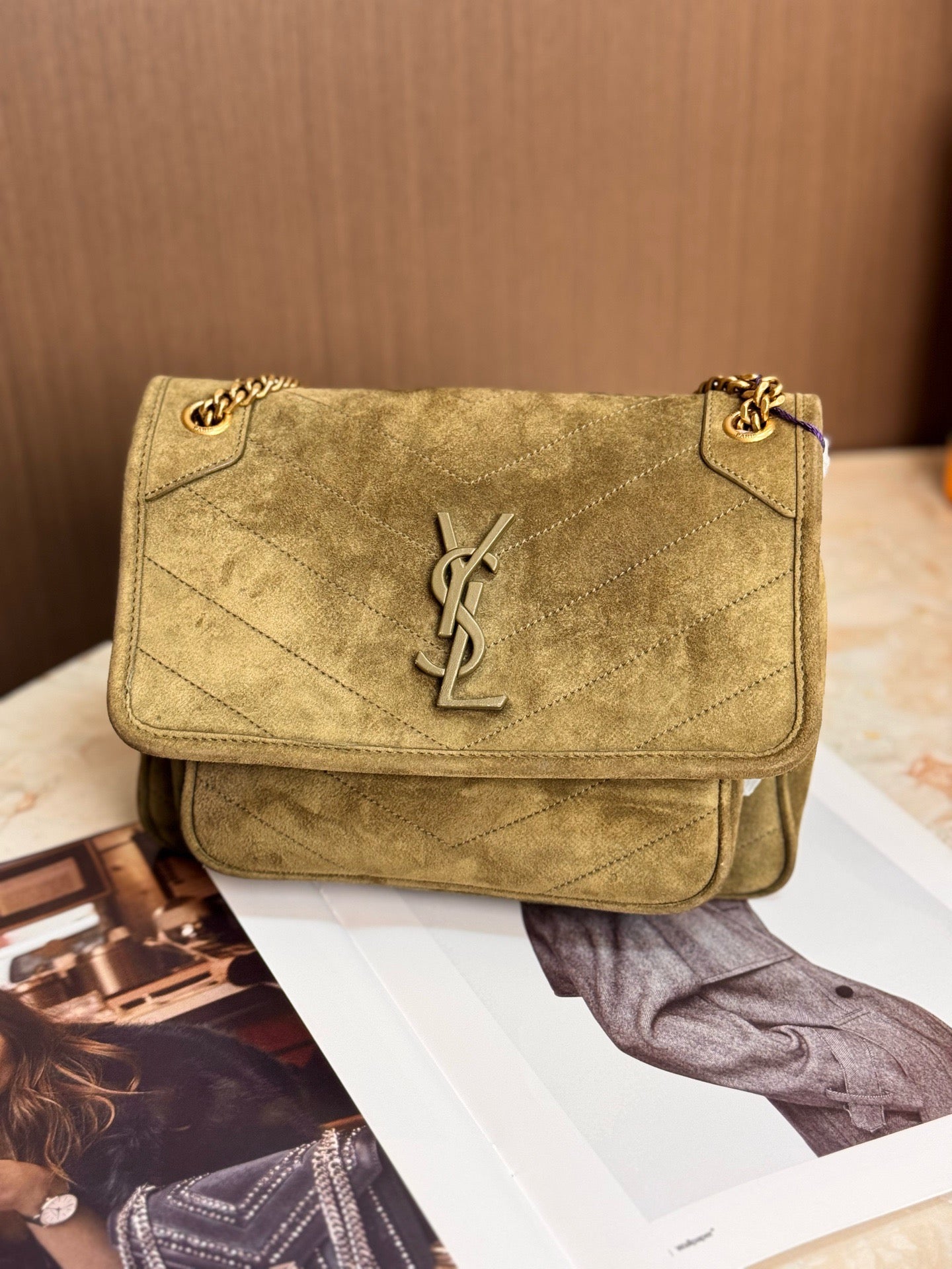 YSL - Niki - Suede - Green - (small)